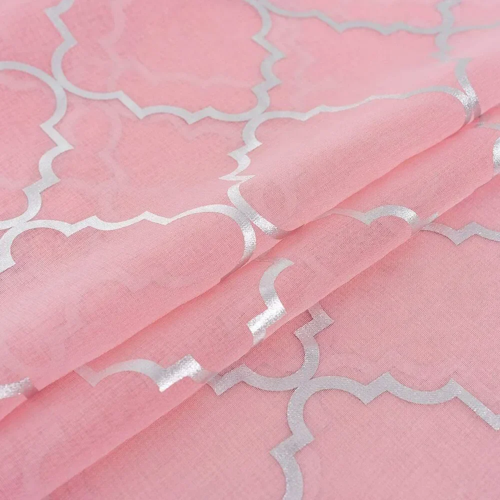 1 Pair Sheer Curtains Moroccan Pattern Rod Pocket Drapes for Kitchen,Dining Room